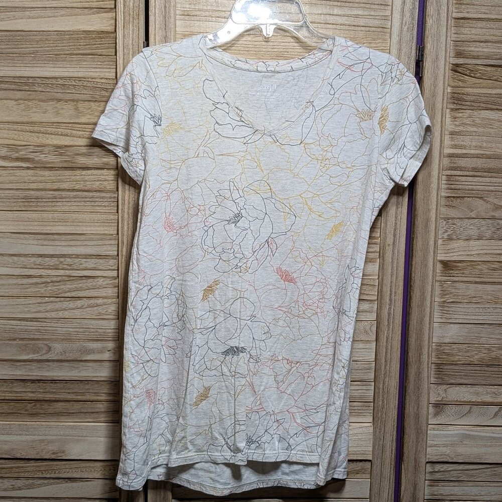 purejill Floral Print V-Neck T-Shirt Size XS